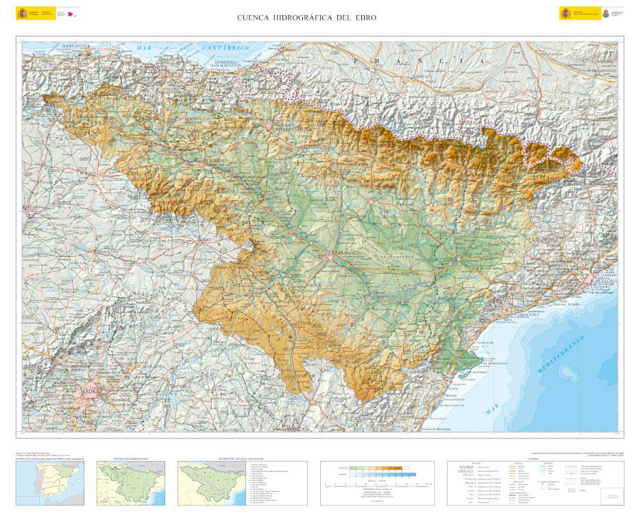 Mapa cuenca hidrográfica Ebro relieve: nueva imagen territorio CHE